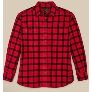 Filson Alaskan Guide‎ Shirt Red Black Buffalo Check Brushed Cotton Shirt Medium